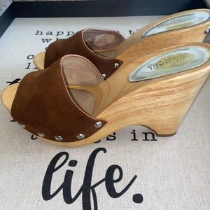Michael Kors Suede Wooden Clogs